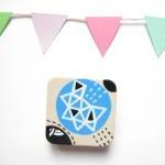 Brooch Geometric Square Hand Painted Wood