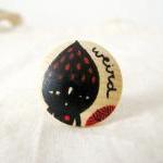 Wooden Ring Adjustable Hand Painted Weird