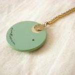 Hand Painted Illustrated Wooden Necklace Pendant..