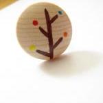 Tree Wooden Ring Minimal Hand Painted