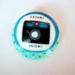 My Diana Camera - Turquoise Hand Painted Wooden..
