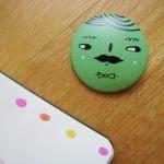 Moustache Brooch Mint Hand Painted Wood