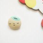 Mr Mint Hand Painted Wooden Brooch Turquoise