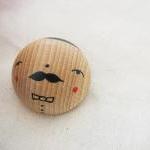Wooden Brooch Hand Painted Signor Baffo