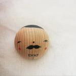 Wooden Brooch Hand Painted Signor Baffo