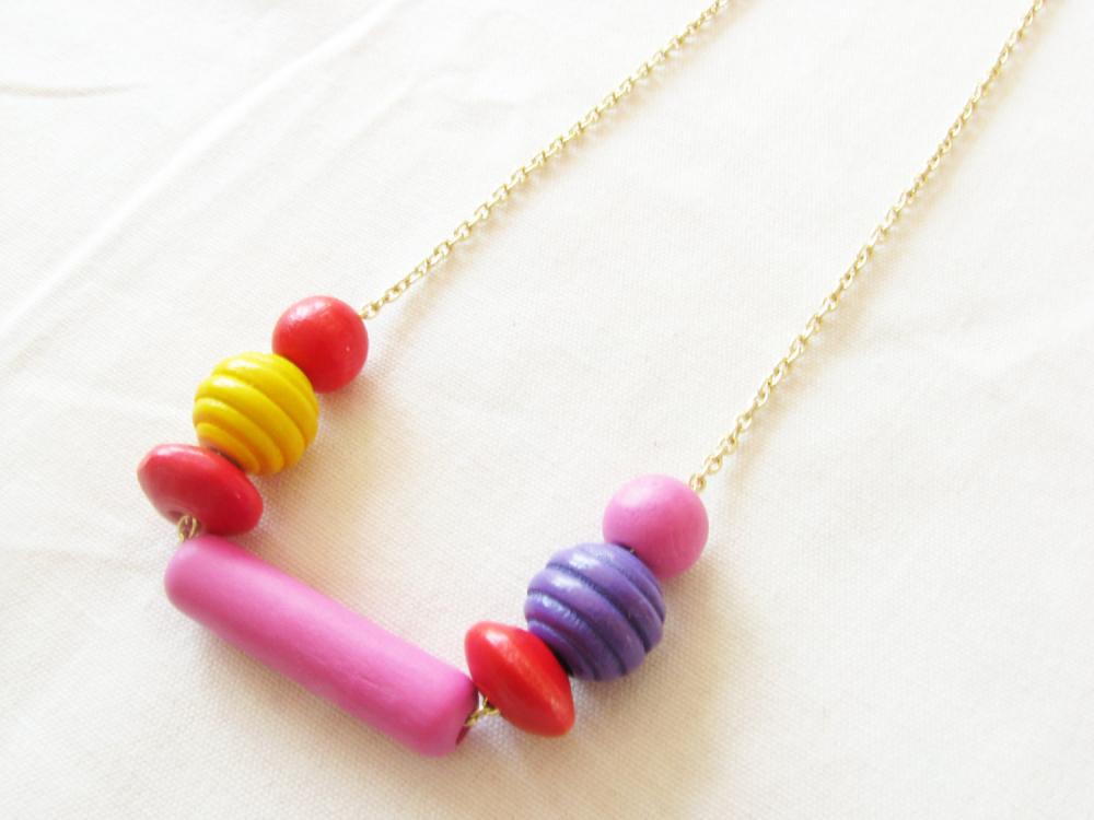 Lollipop Necklace Wooden Beads