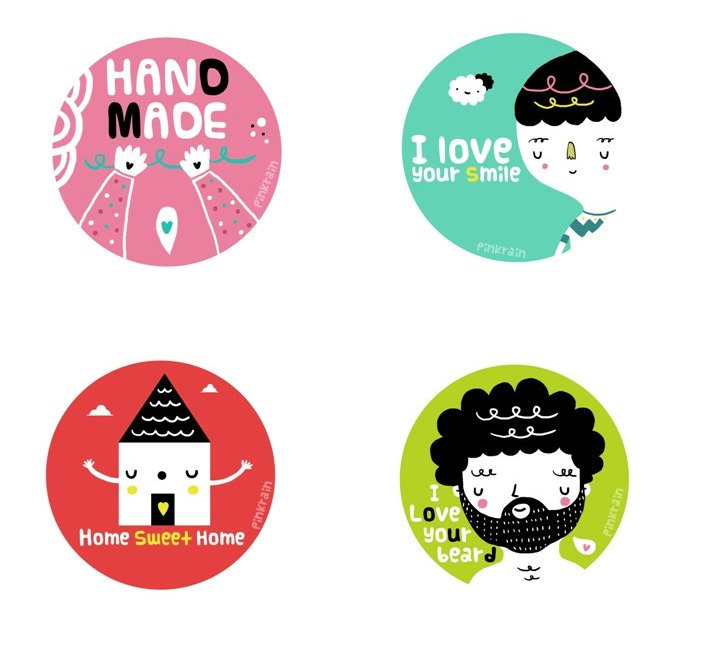 Big Size Round Stickers - A4 Sticker Sheet With 6 Assorted Subjects, Gift Tag Label