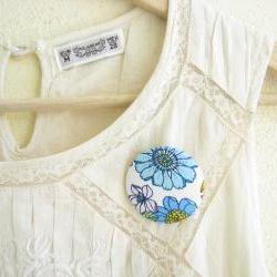 Flowered Fabric Button Bro..