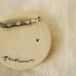 Hand Painted Wooden Brooch In Trouble
