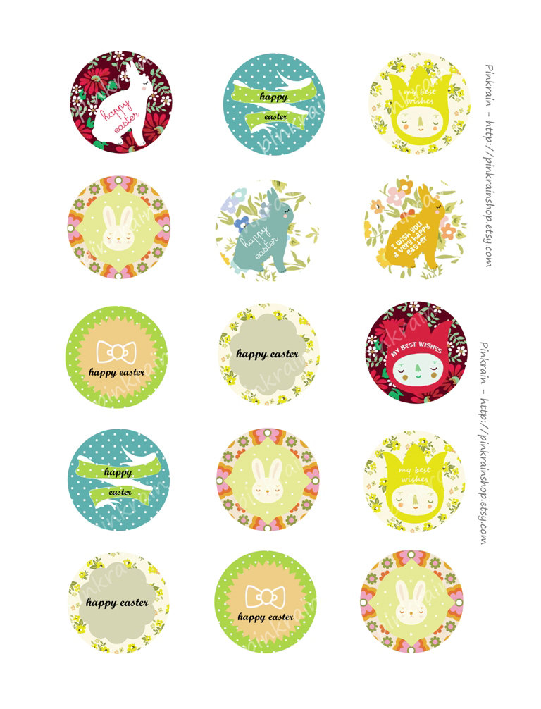 Round Easter Printable Gift Tags Pdf Set Of Cm On Luulla